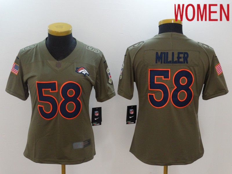 Women Denver Broncos 58 Miller black Nike Olive Salute To Service Limited NFL Jersey